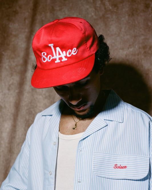 California Solaire 5 Panel Baseball Cap - Rose Red/Ivory