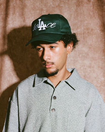 California Cursive 5 Panel Baseball Cap - Forest Green/Ivory