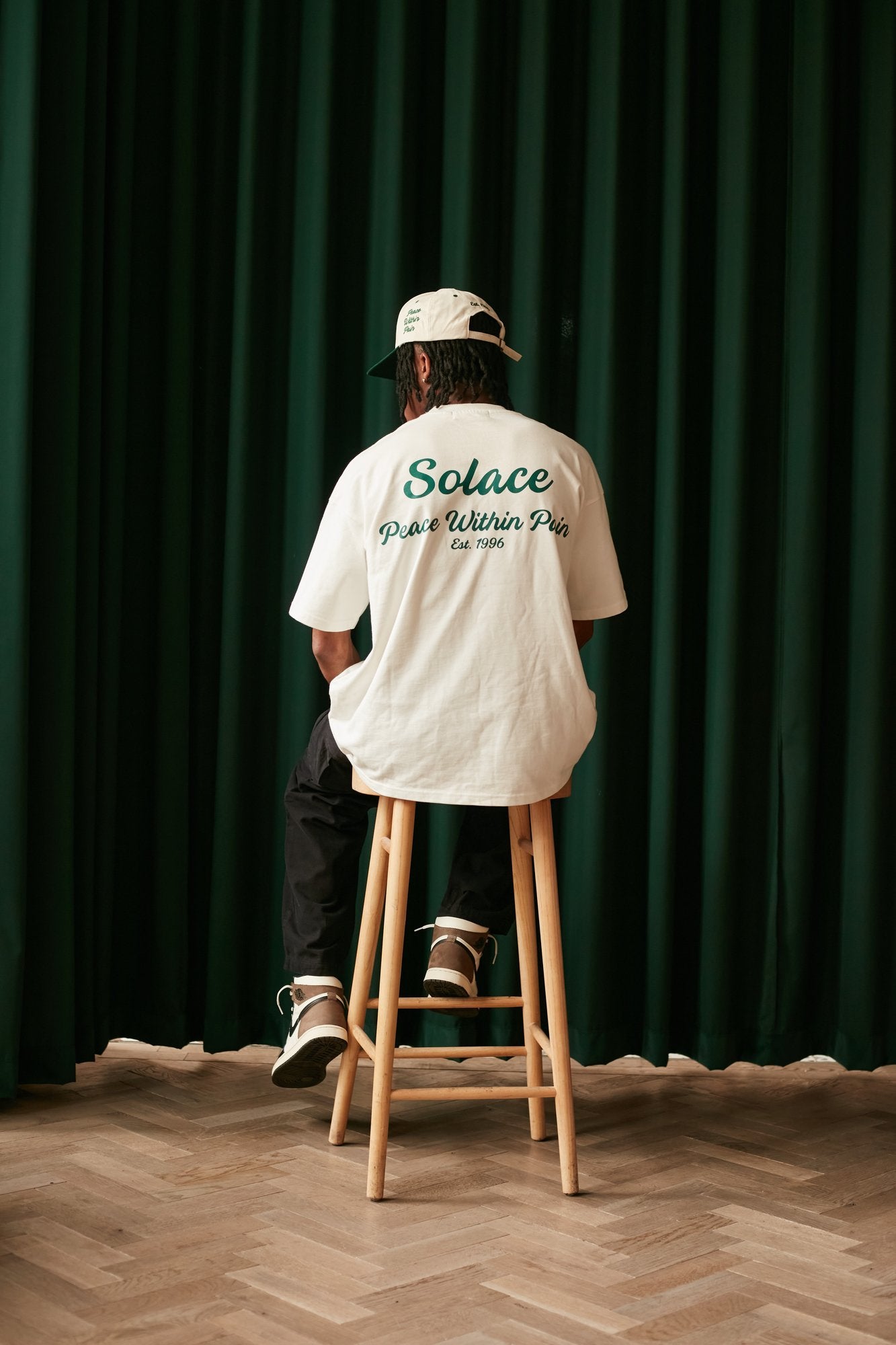 Heavyweight Oversized Boxy Signature Logo T-Shirt - Ivory/Forest Green