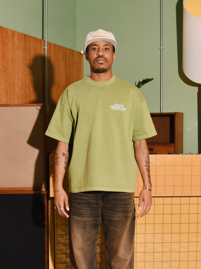 Heavyweight Oversized Boxy Record Club T-Shirt - Sundried Sage/Ivory