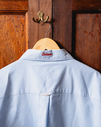 Striped Smock Short Sleeve Shirt - Ivory/Sky Blue