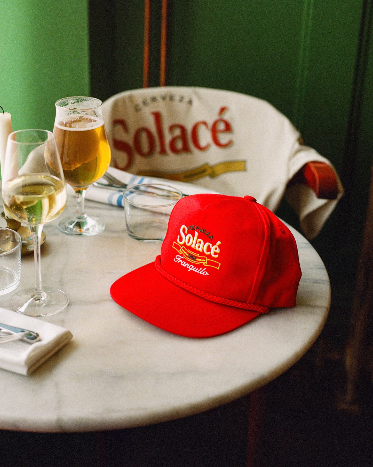 Cerveza 5 Panel Baseball Cap - Rose Red