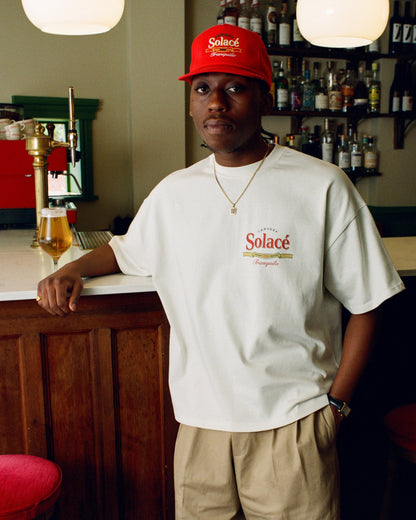 Oversized Boxy Cerveza T-Shirt - Vintage White/Rose Red