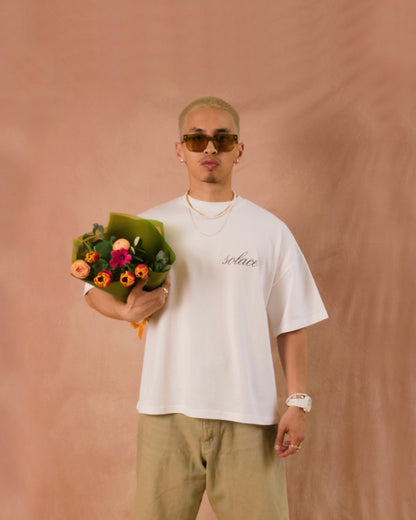 Oversized Boxy May Flowers T-Shirt - Ivory/Black