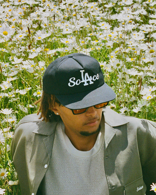 California Blackout 5 Panel Baseball Cap - Black/Ivory