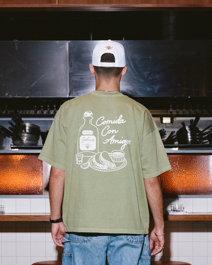 Heavyweight Oversized Boxy Cantina T-Shirt - Agave Green/Ivory