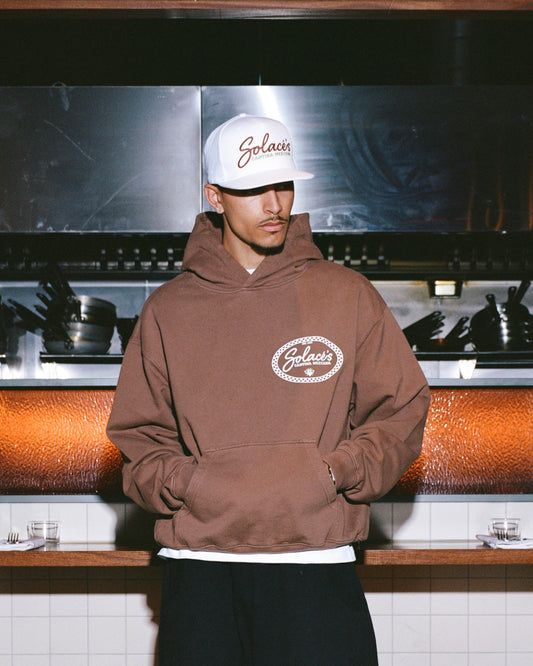 Heavyweight Oversized Boxy Cantina Hoodie - Cinnamon Brown/Ivory